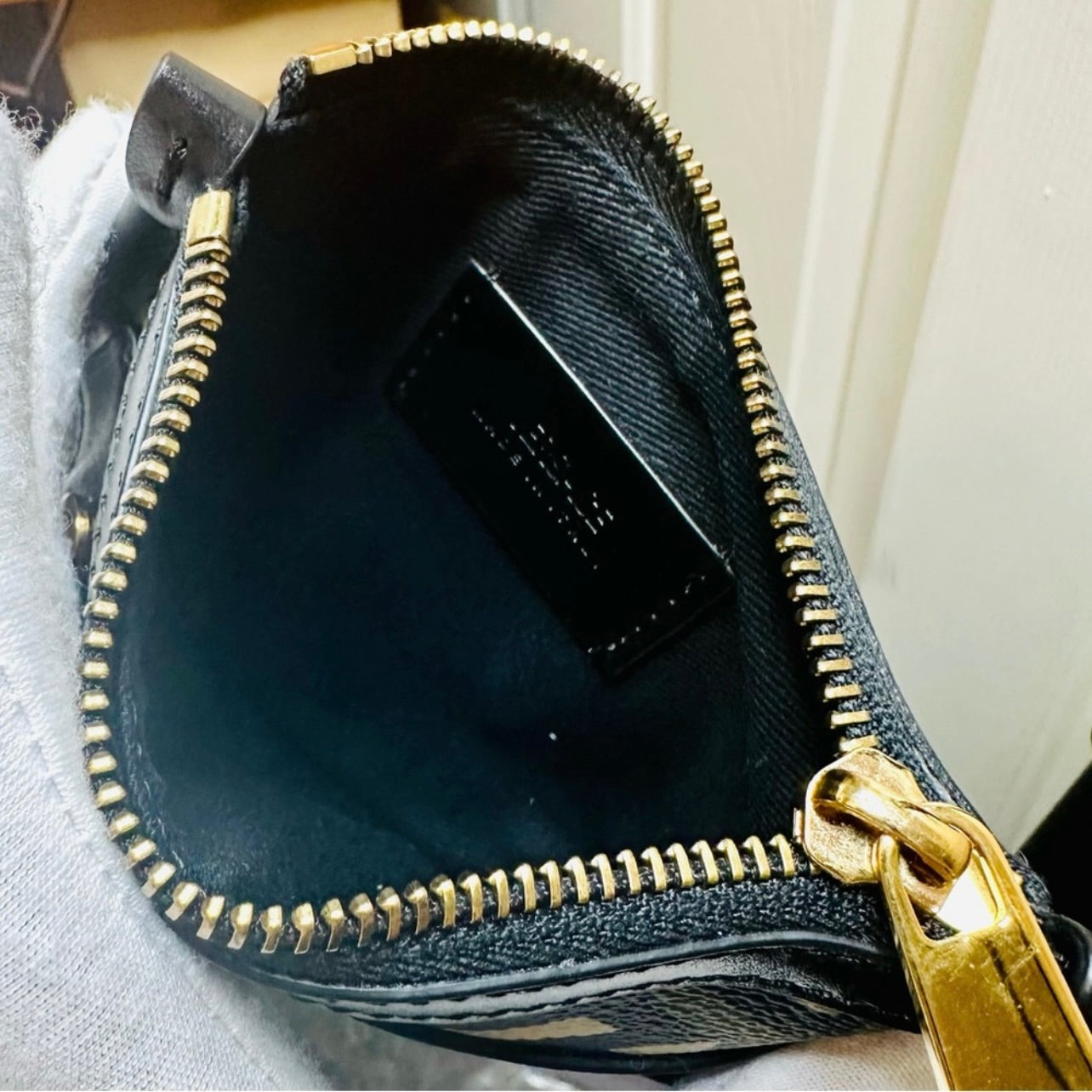 New Versace Khaki/Tan/Black La Greca & Black Leather Signature Modular Pouch