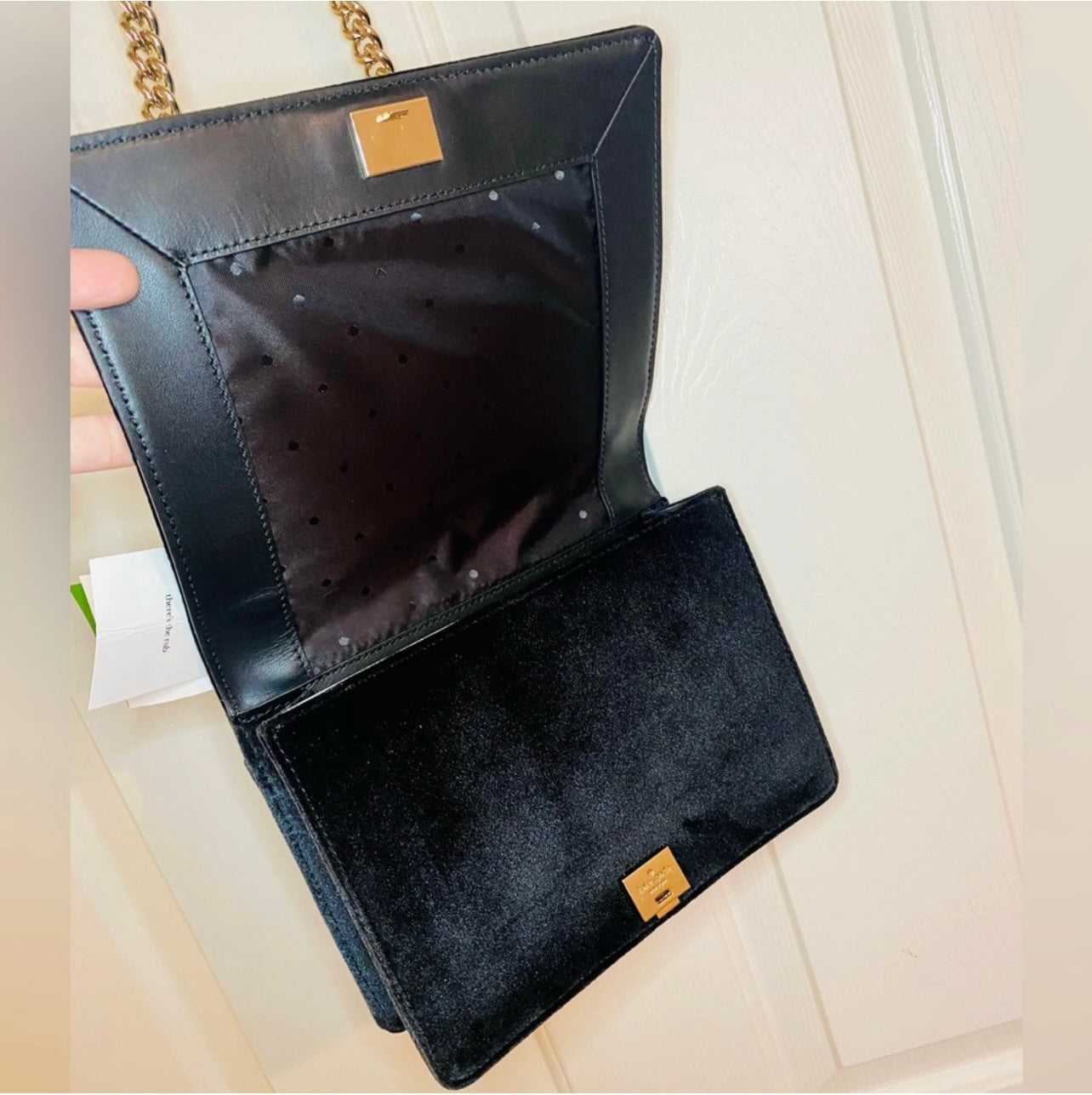 New Kate Spade New York Cameron St Floral Embellish Marci Black Velvet Crossbody Handbag