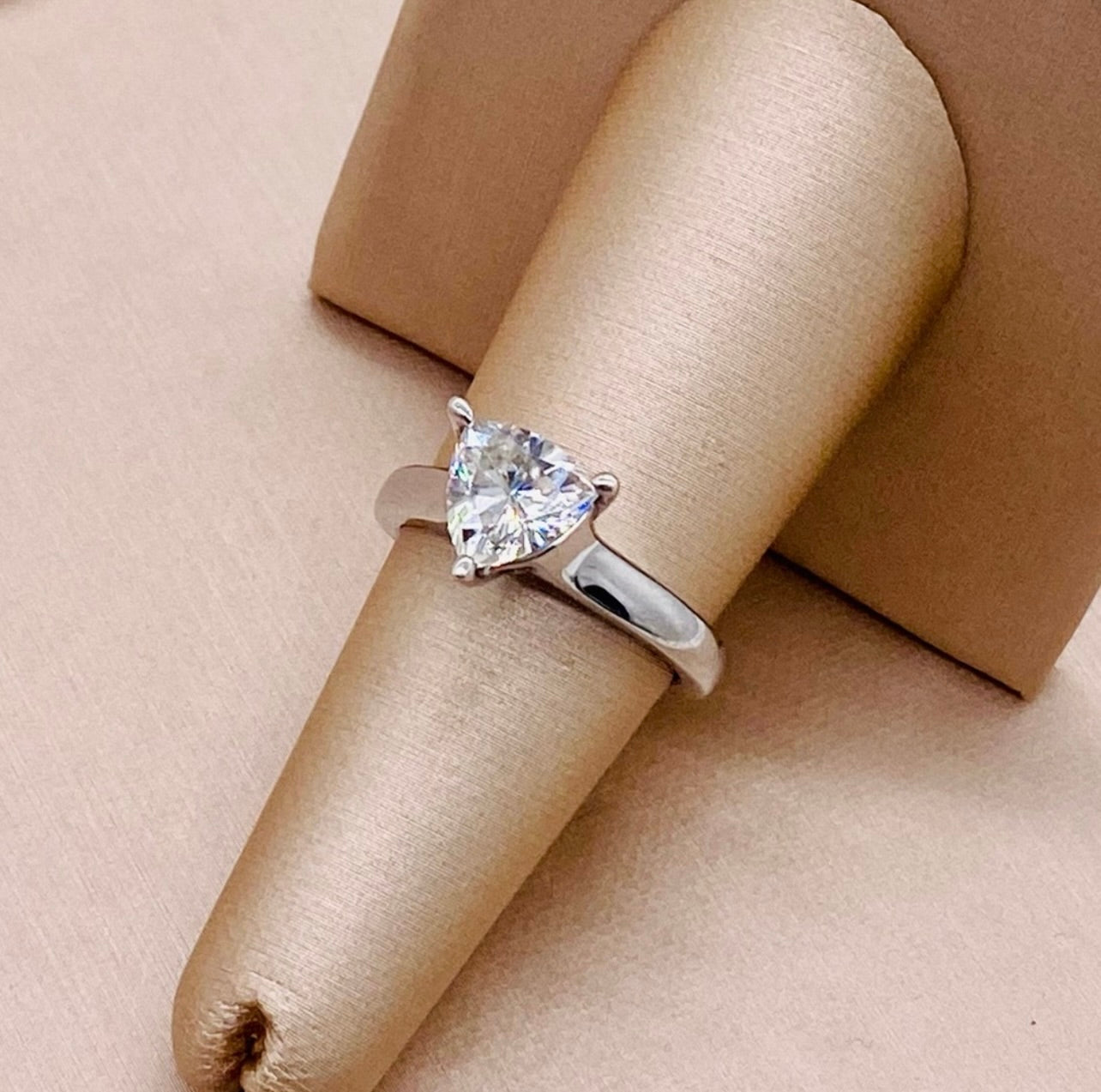 Sterling Silver Ring w/ 1.60CTW Colorless Forever One Moissanite Gemstone