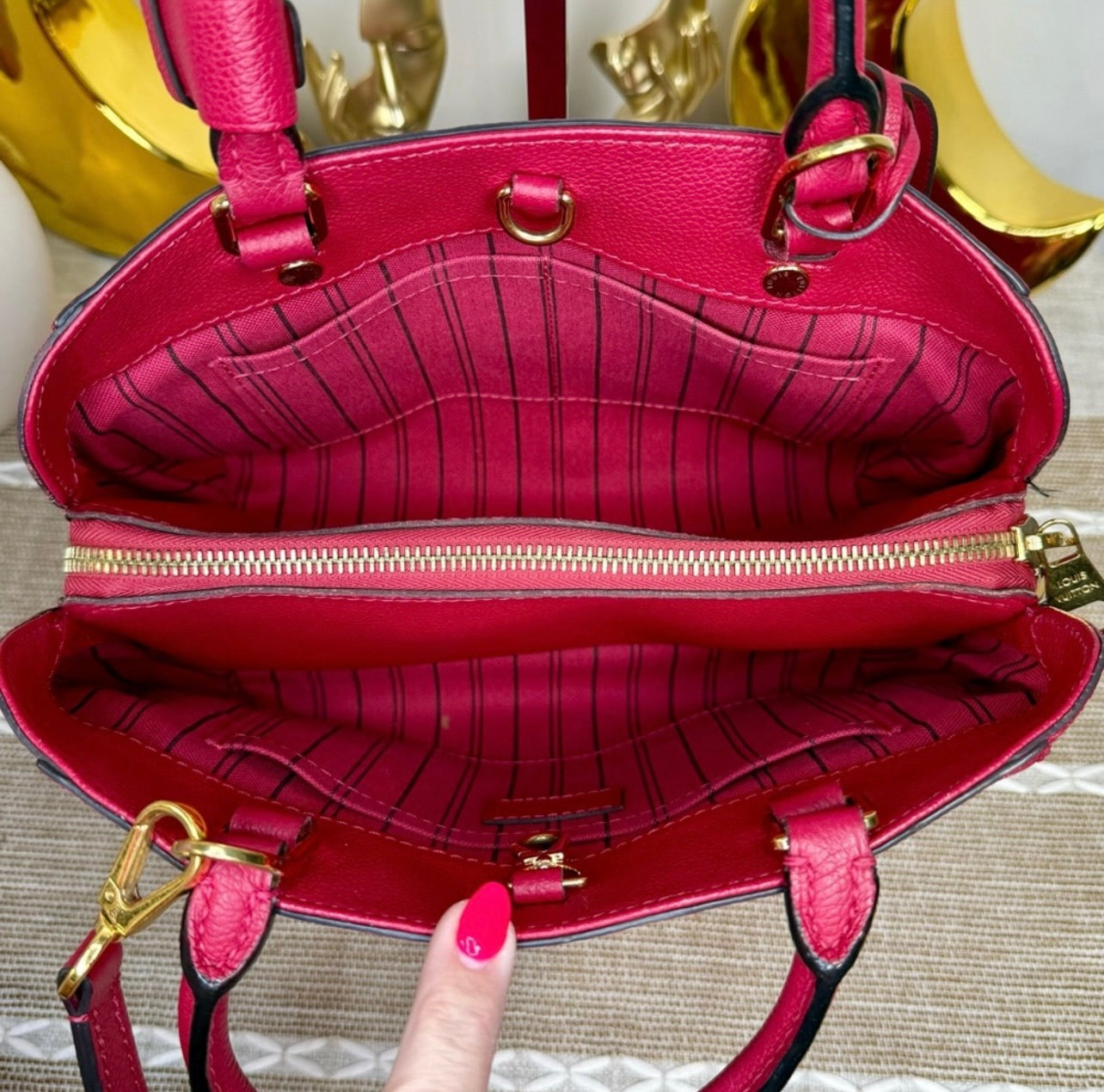 Louis Vuitton Montaigne BB Monogram Dahlia Empreinte Leather Satchel Bag