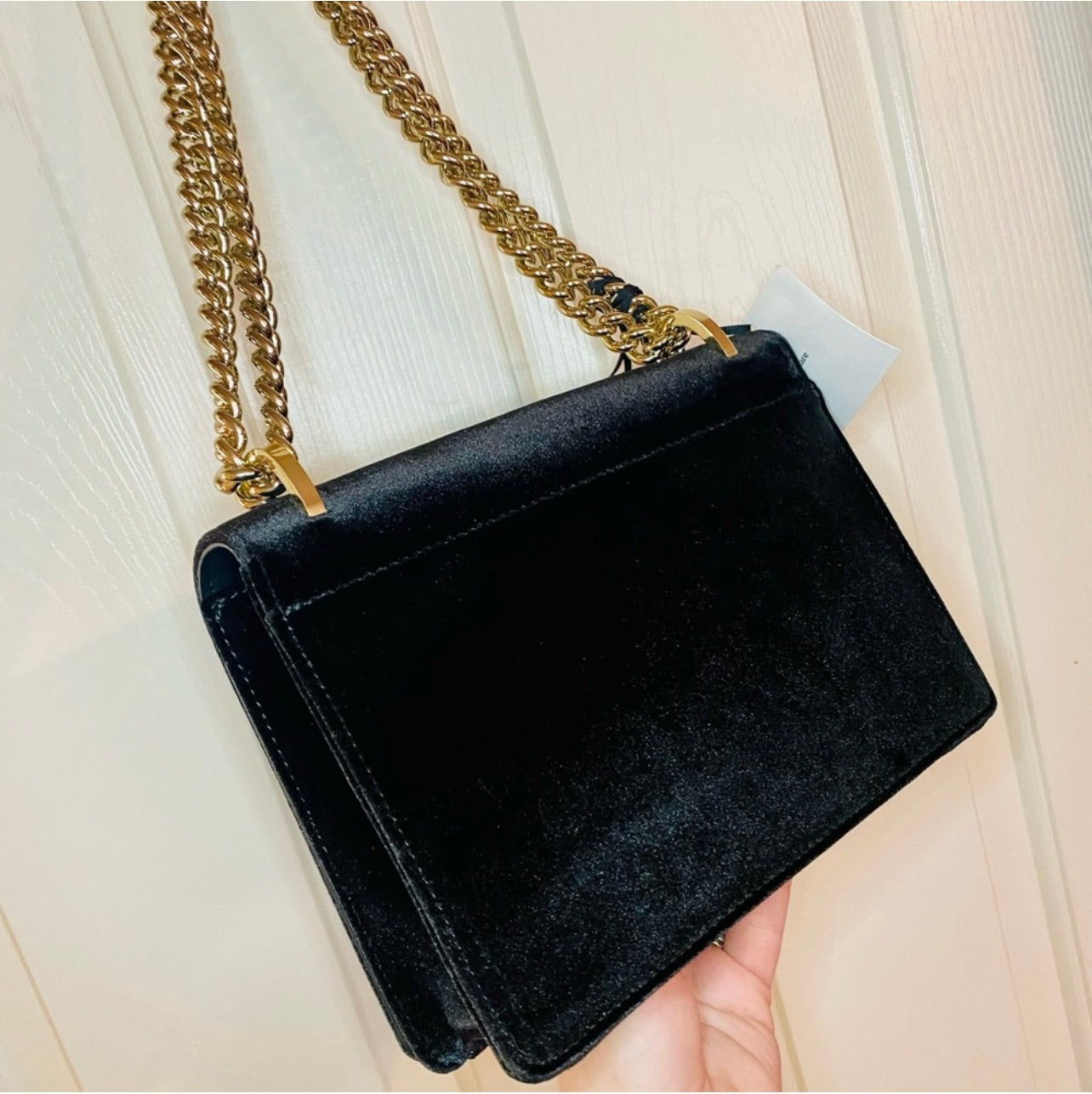 New Kate Spade New York Cameron St Floral Embellish Marci Black Velvet Crossbody Handbag