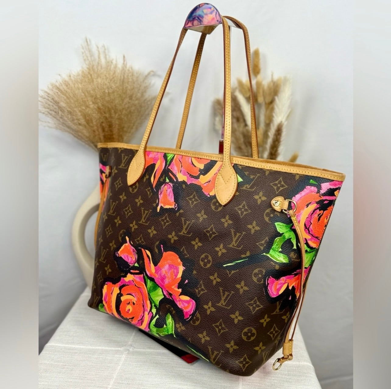 Louis Vuitton Limited Edition Stephen Sprouse Monogram Roses Neverfull MM Bag