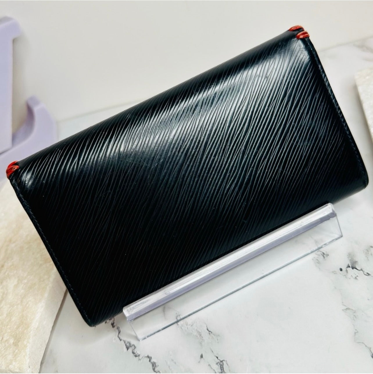 Louis Vuitton Black Epi Leather Portefeuille Floral Twist Long Wallet