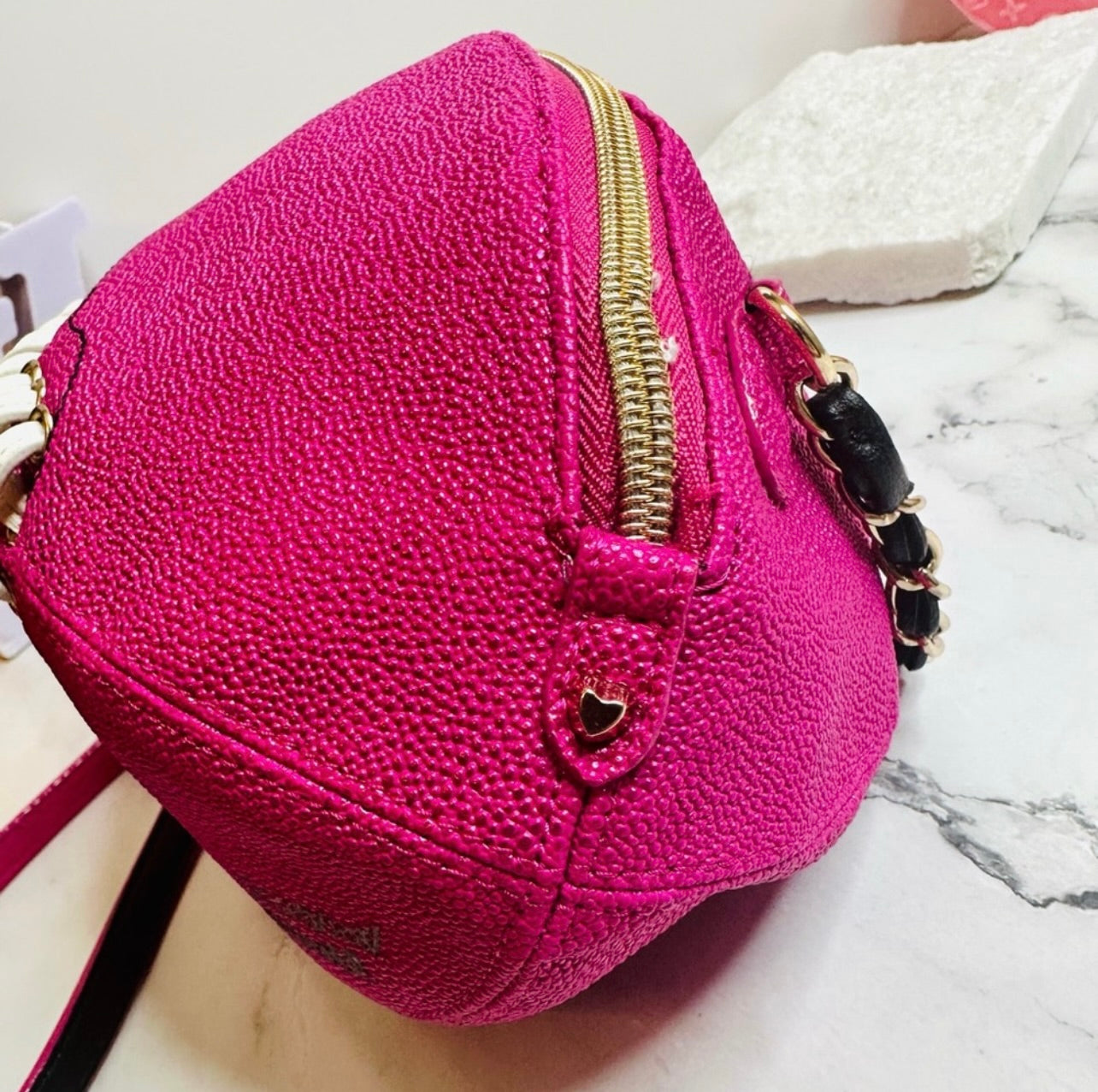 Betsey Johnson Metallic Pink Tackle Me Kitsch Football Crossbody Bag