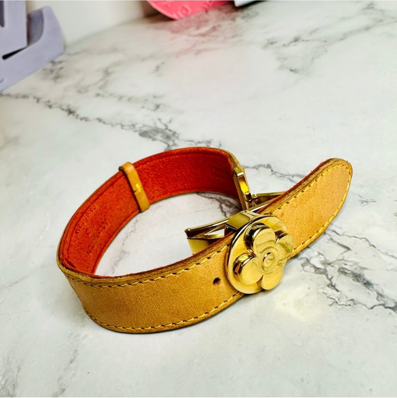 EUC Louis Vuitton Vachetta Leather Monogram Millennium Wish Bracelet