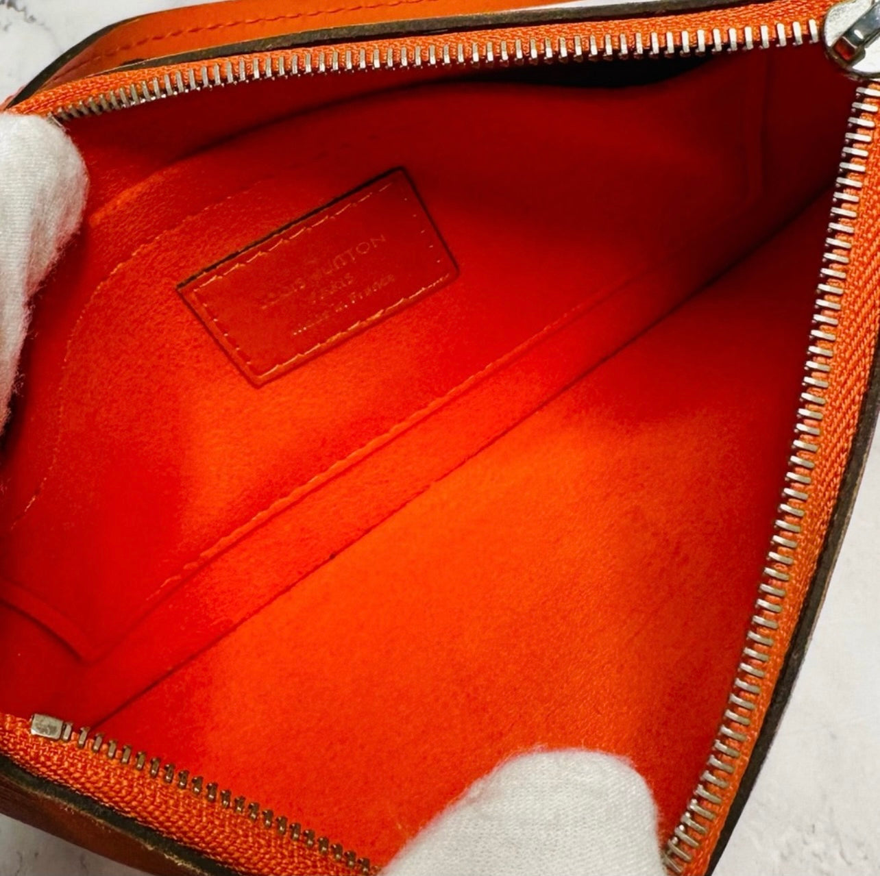 Louis Vuitton Mandarin Orange Epi Leather Neverfull Pochette