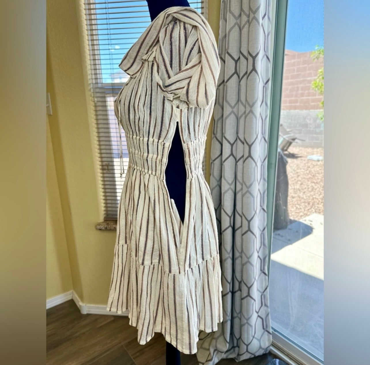 Ulla Johnson Cream Striped Rosalind Mini Dress