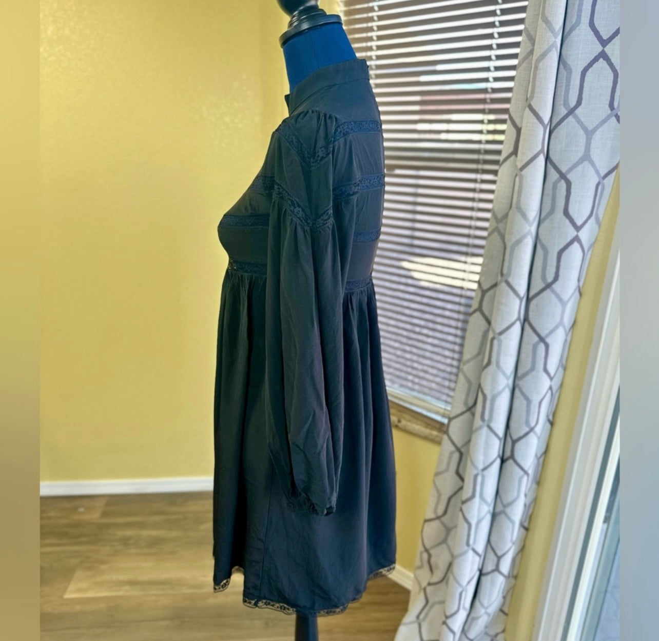 Zimmermann Black Silk Chevron Lace Mini Dress