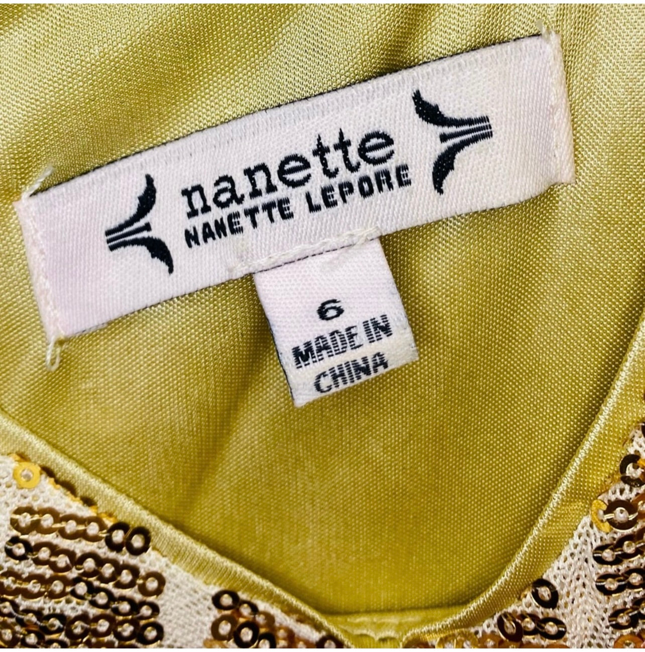 Nanette Lepore Metallic Gold Sequin Cocktail Dress