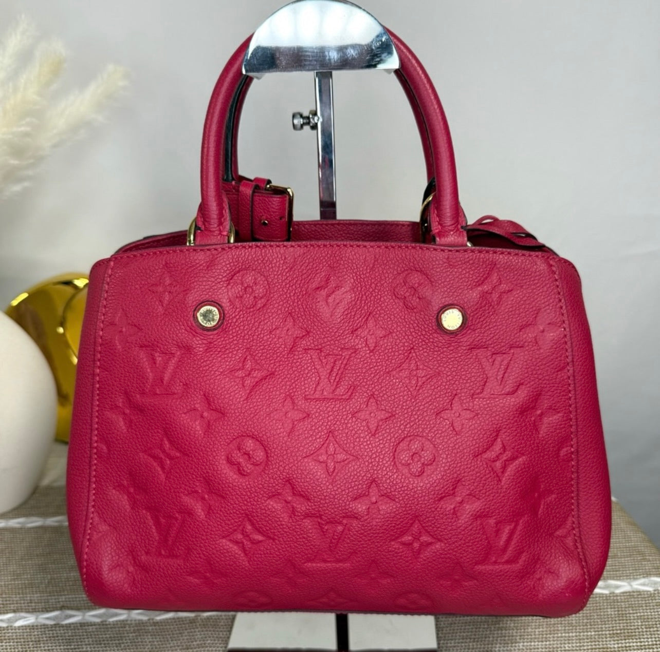 Louis Vuitton Montaigne BB Monogram Dahlia Empreinte Leather Satchel Bag