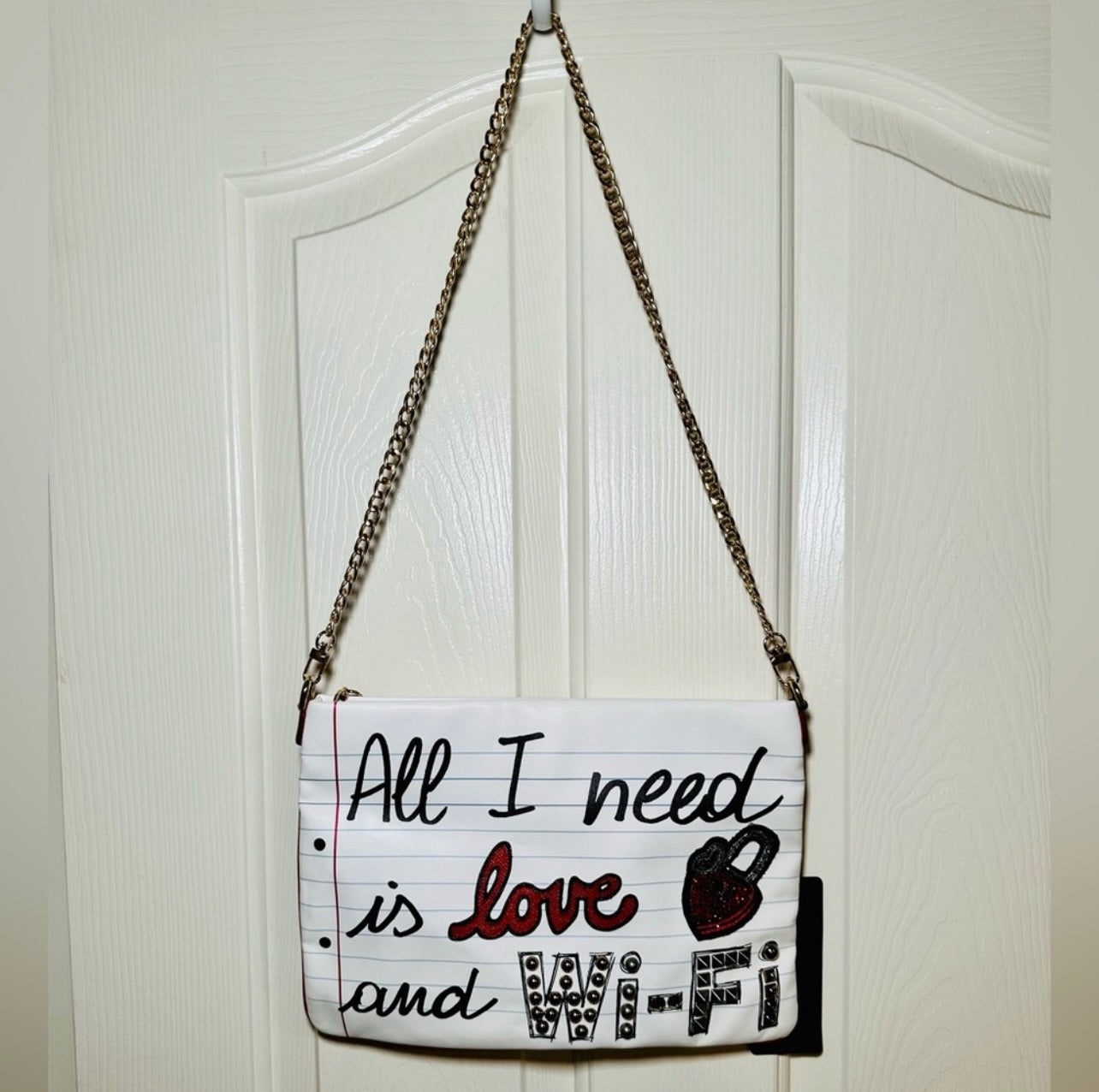 New Dolce & Gabbana Cleo 'All I Need is Love & Wi-Fi' Wristlet / Shoulder Bag