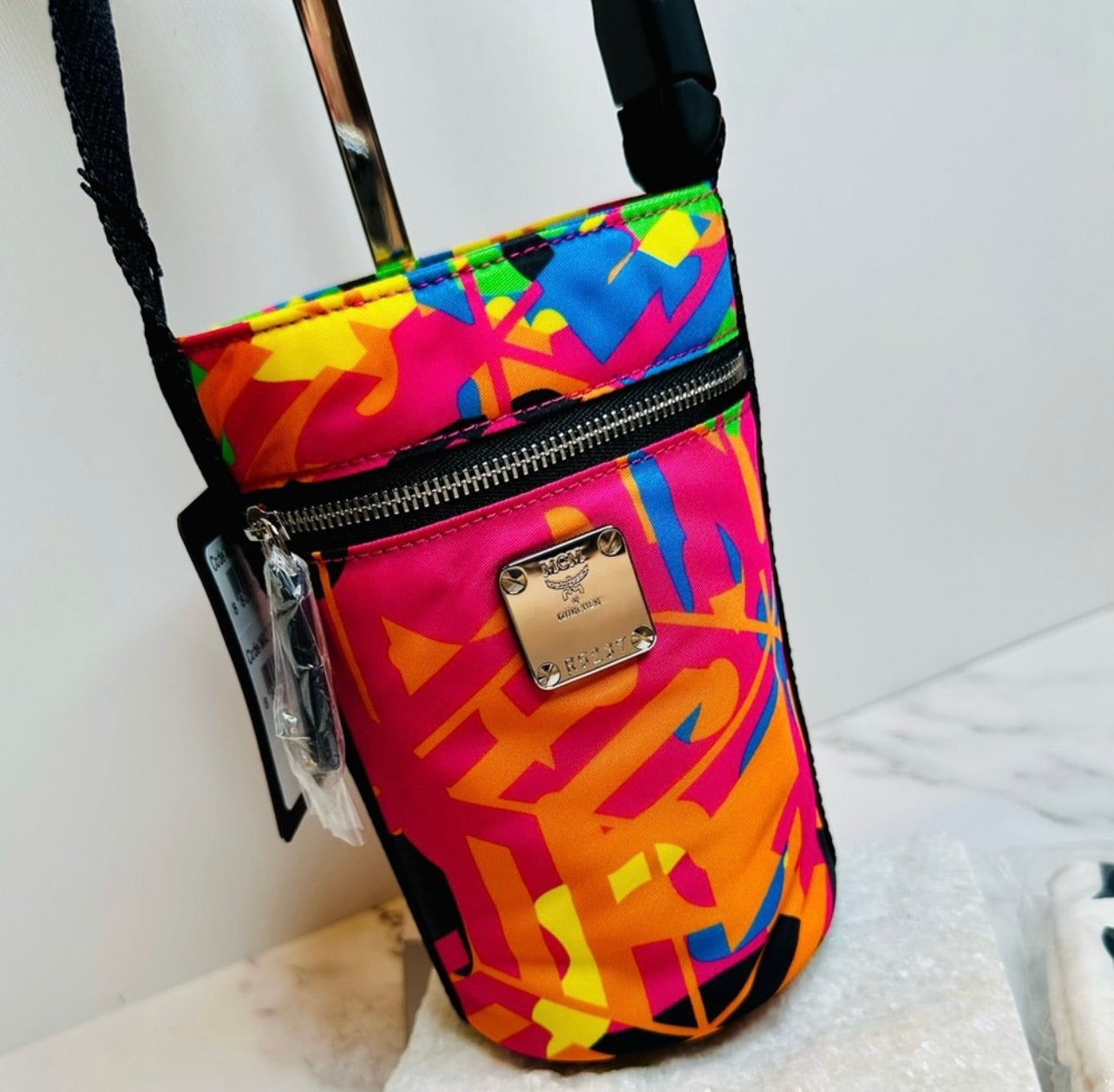 New Unisex MCM Cubic Camouflage Multicolor Nylon Ottomar Bottle Holder Bag