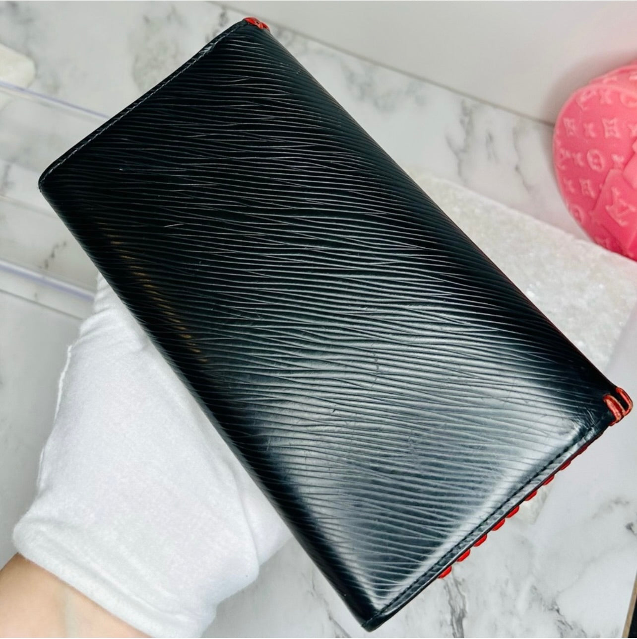 Louis Vuitton Black Epi Leather Portefeuille Floral Twist Long Wallet