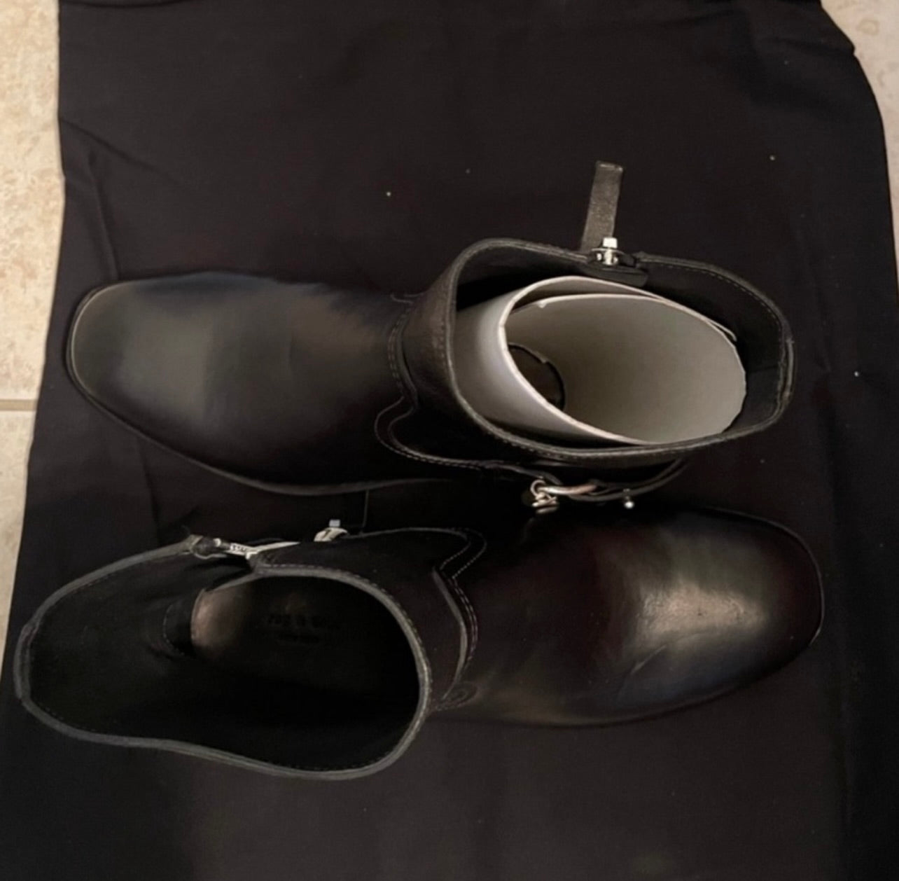 New Rag & Bone Lightly Distressed Smooth Black Oliver Leather Zip Boots