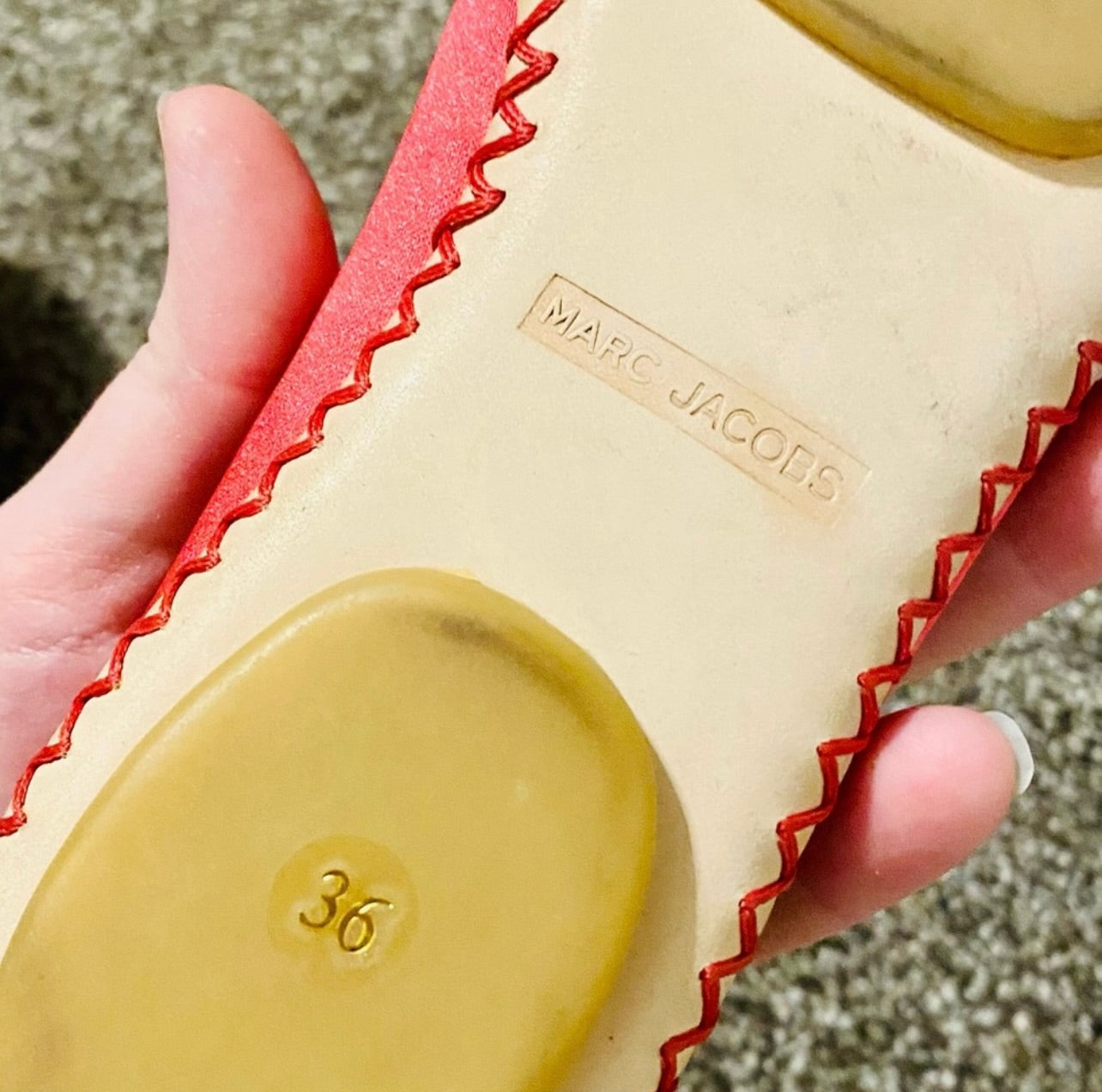 Marc Jacobs Vintage Satin & Leather Red Ballet Flats w/ Bow Accent