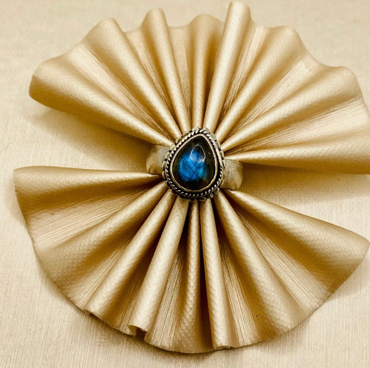 925 Sterling Silver Natural Labradorite Boho Ring