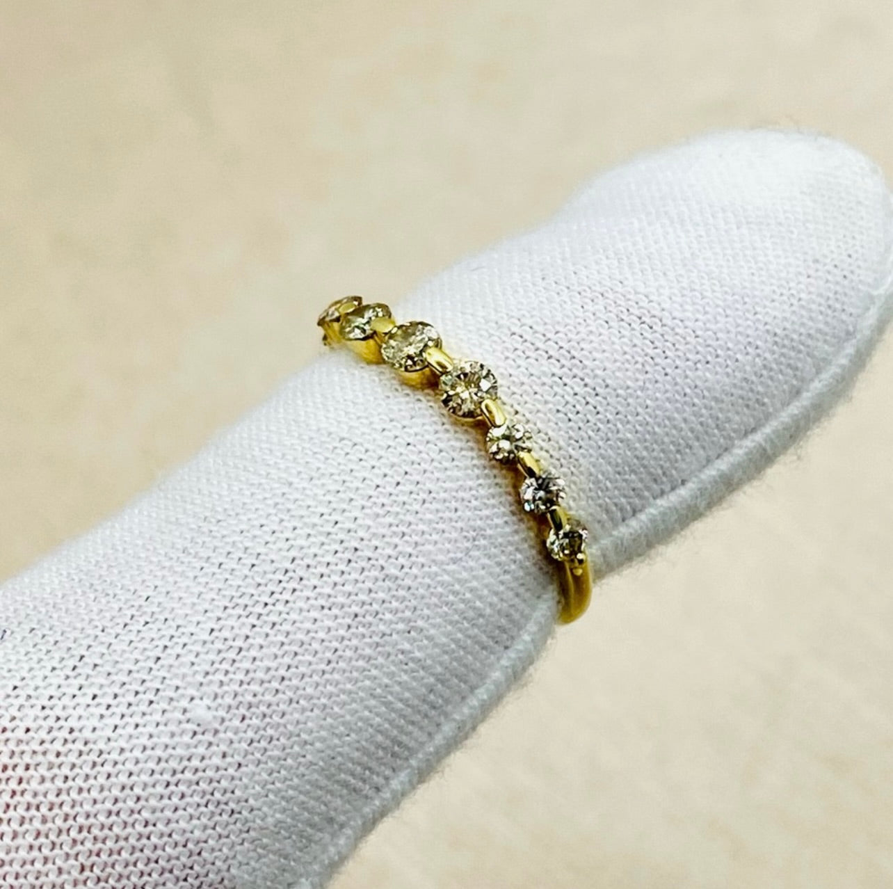 18k Yellow Gold Curved .60 ctw Diamond Ring