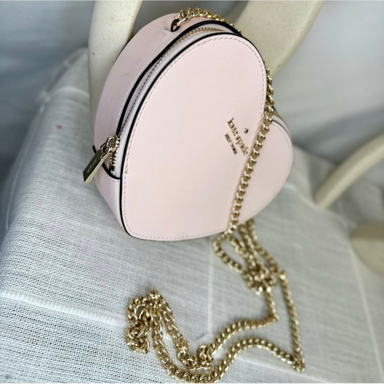 New KATE SPADE Light Rose Love Shack Mini Heart Crossbody Purse