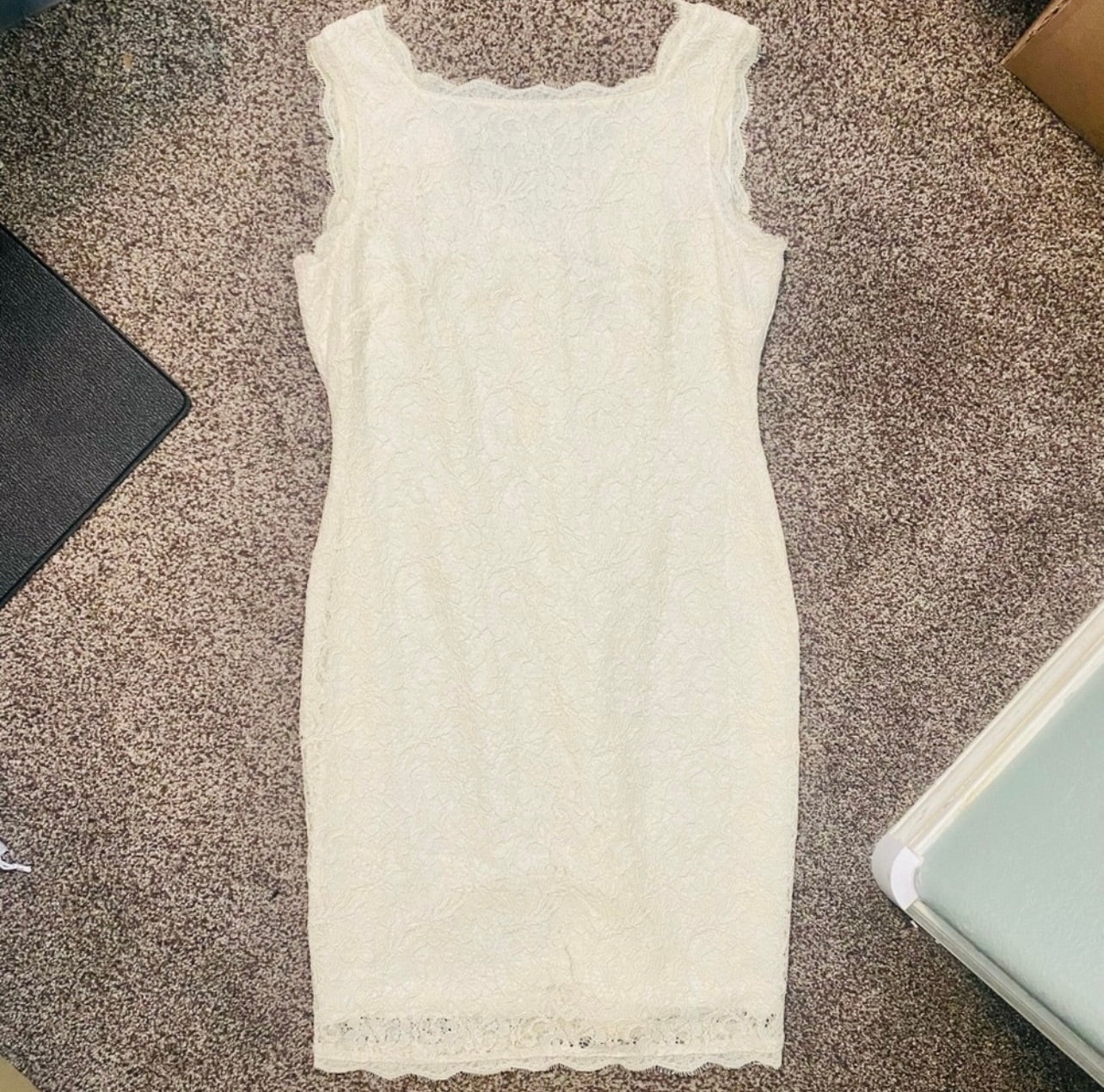 Cache Womens Ivory Floral Lace Sleeveless Sheath Dress