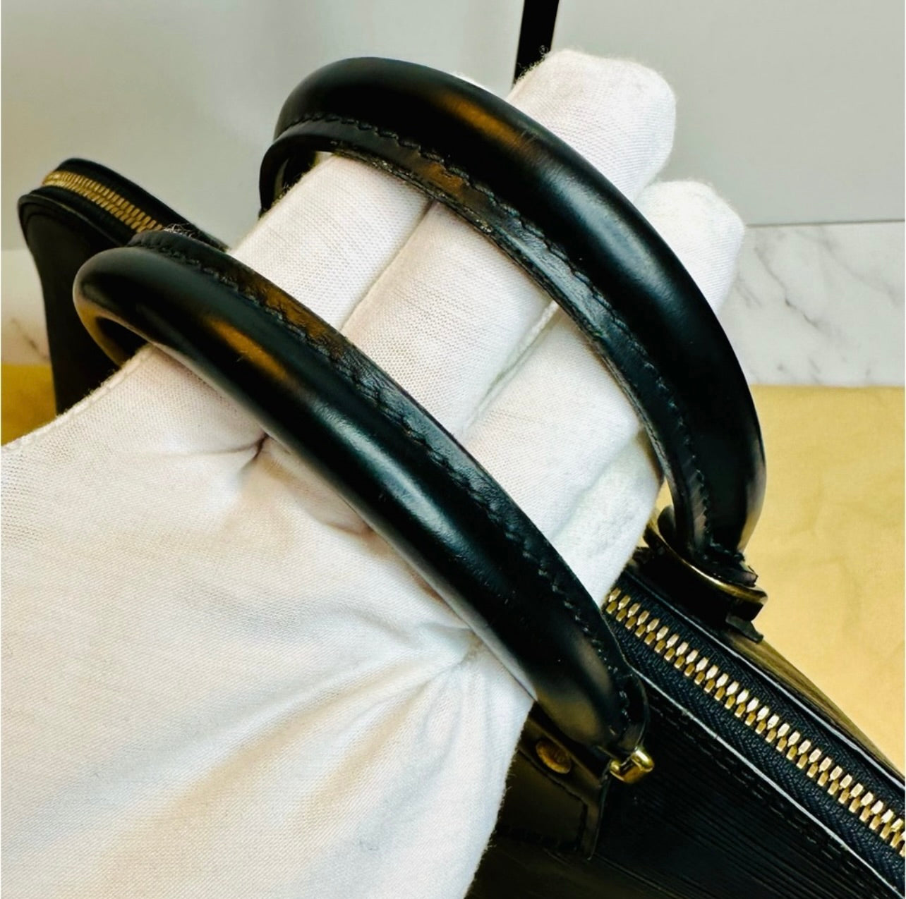 Vintage Louis Vuitton Black Epi Leather Alma PM Bag