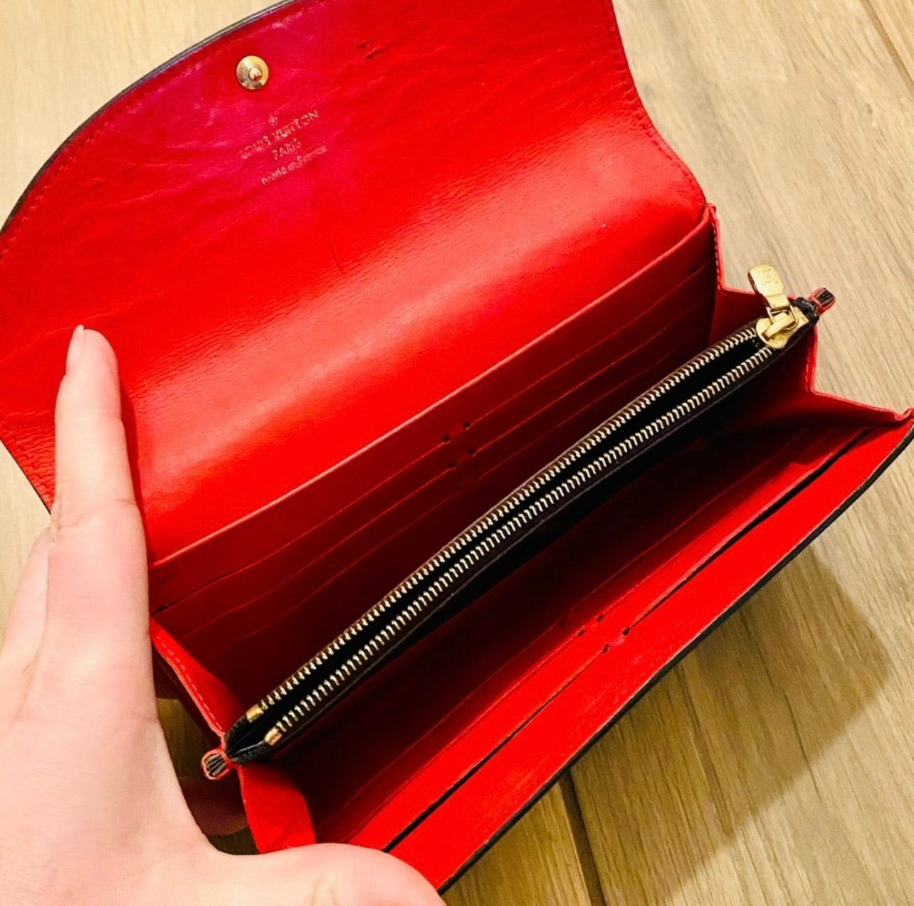 Louis Vuitton Marron Leather & Monogram Sarah Tuileries Wallet