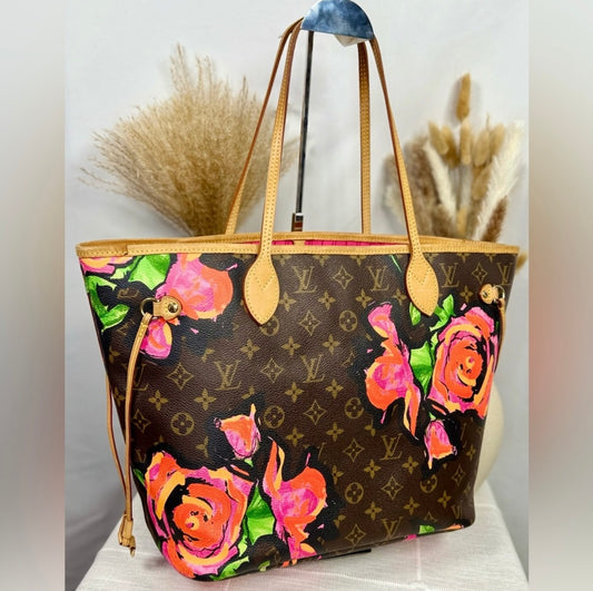 Louis Vuitton Limited Edition Stephen Sprouse Monogram Roses Neverfull MM Bag