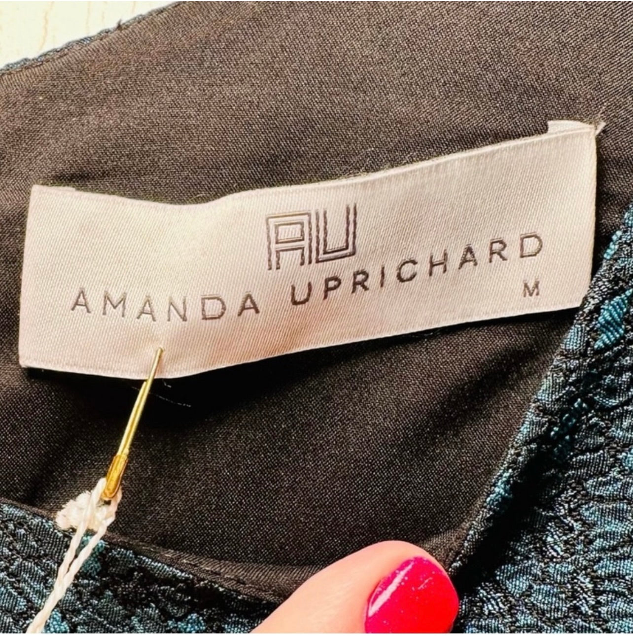 New Amanda Uprichard Teal Blue Metallic Brocade Sleeveless Mini Dress