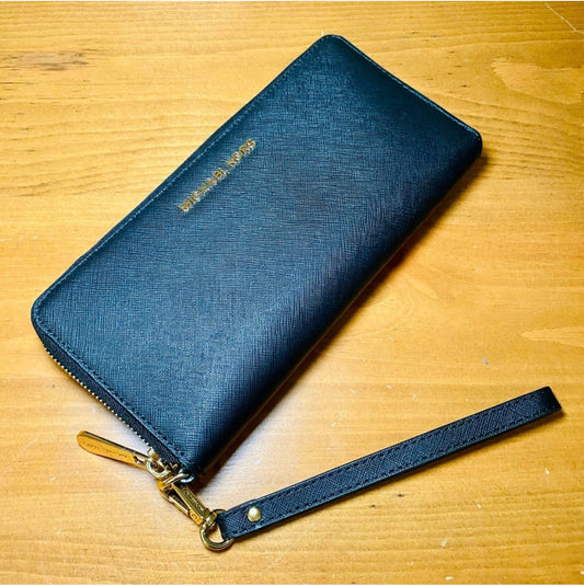 Michael Kors Black Saffiano Leather Continental Wristlet
