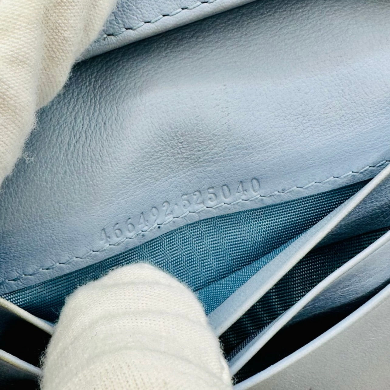 Gucci Baby Blue ‘GG Marmont’ Quilted Python Card Case Wallet