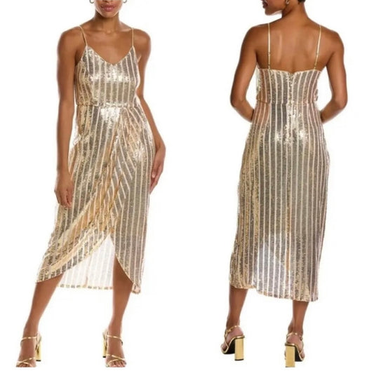 Nanette Lepore Metallic Gold Sequin Cocktail Dress