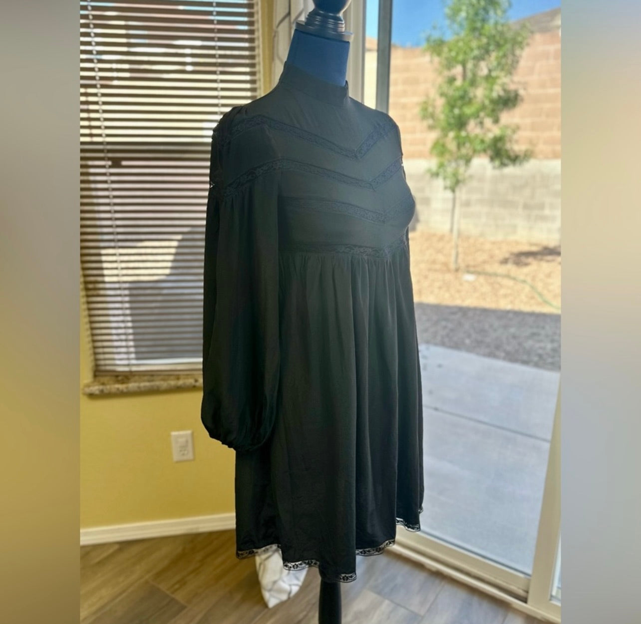 Zimmermann Black Silk Chevron Lace Mini Dress