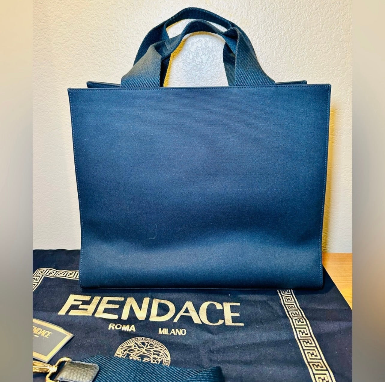 New Fendi x Versace Ltd. Ed. Black Canvas Fendace Logo Large Shopping Tote Bag