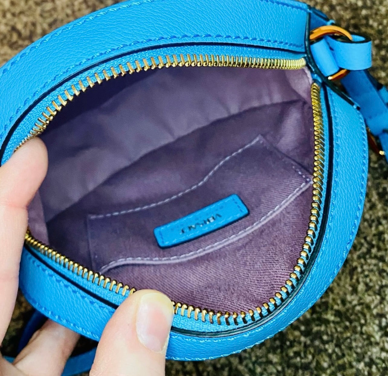 New Versace La Medusa Blue/Cerulean Leather Disco Round Crossbody Bag