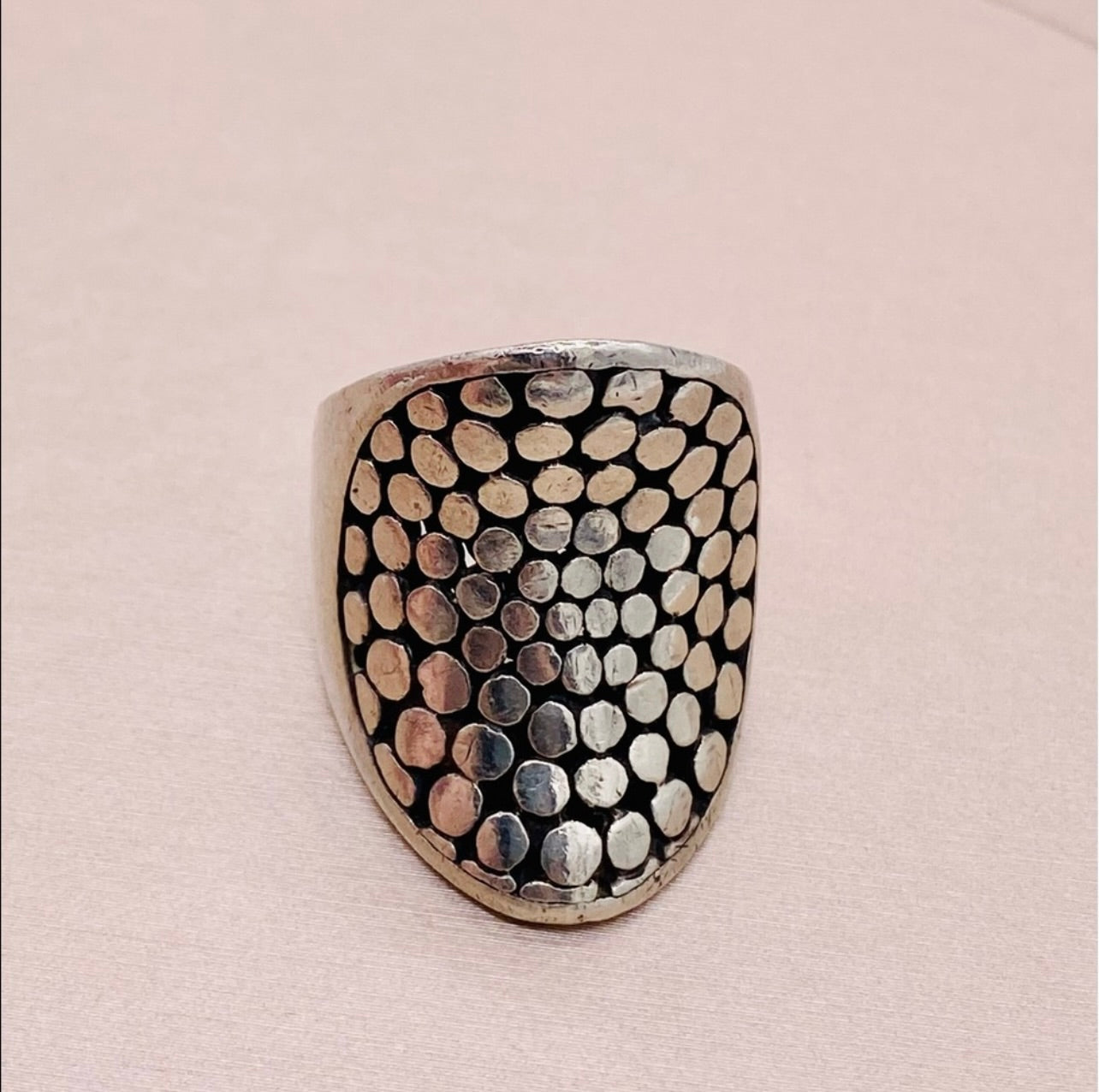 Handmade Sterling Silver Wide Cobbled Bali Ring