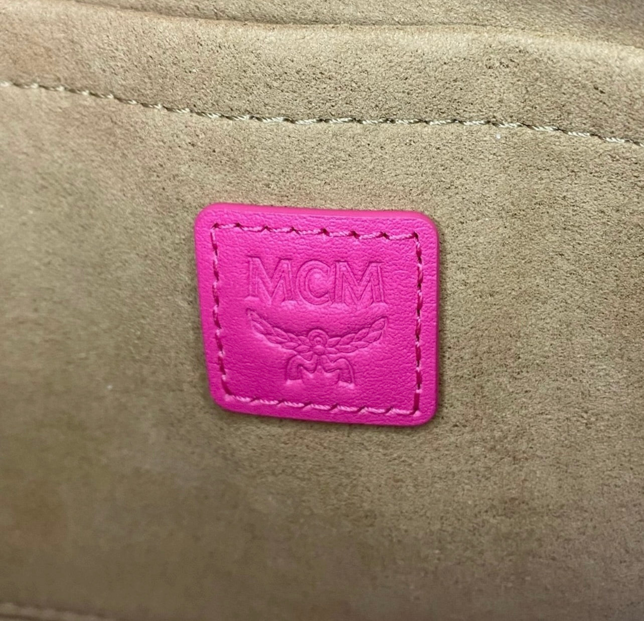 New MCM Pink Vintage Monogram Jacquard Aren Mini Shoulder Bag