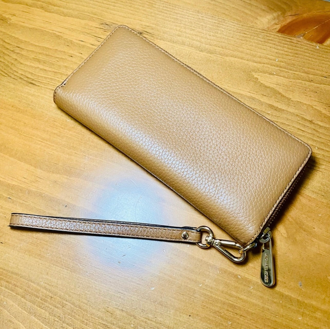 Michael Kors Camel Brown Saffiano Leather Continental Wristlet