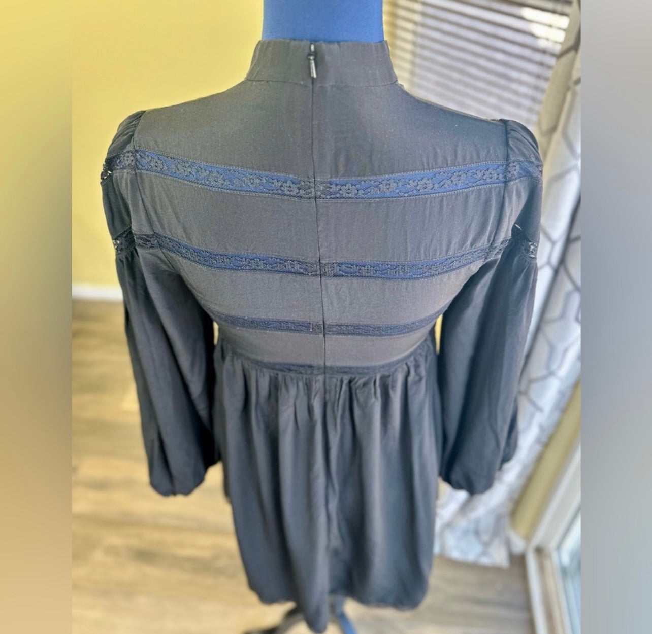 Zimmermann Black Silk Chevron Lace Mini Dress