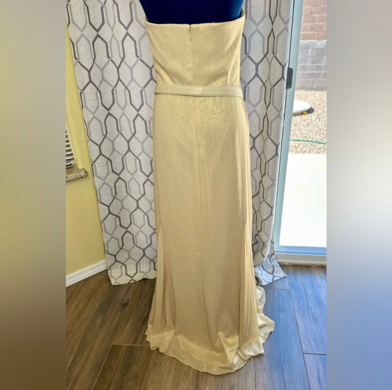 New LAUREN RALPH LAUREN Gold Shimmer Strapless Evening Dress Gown