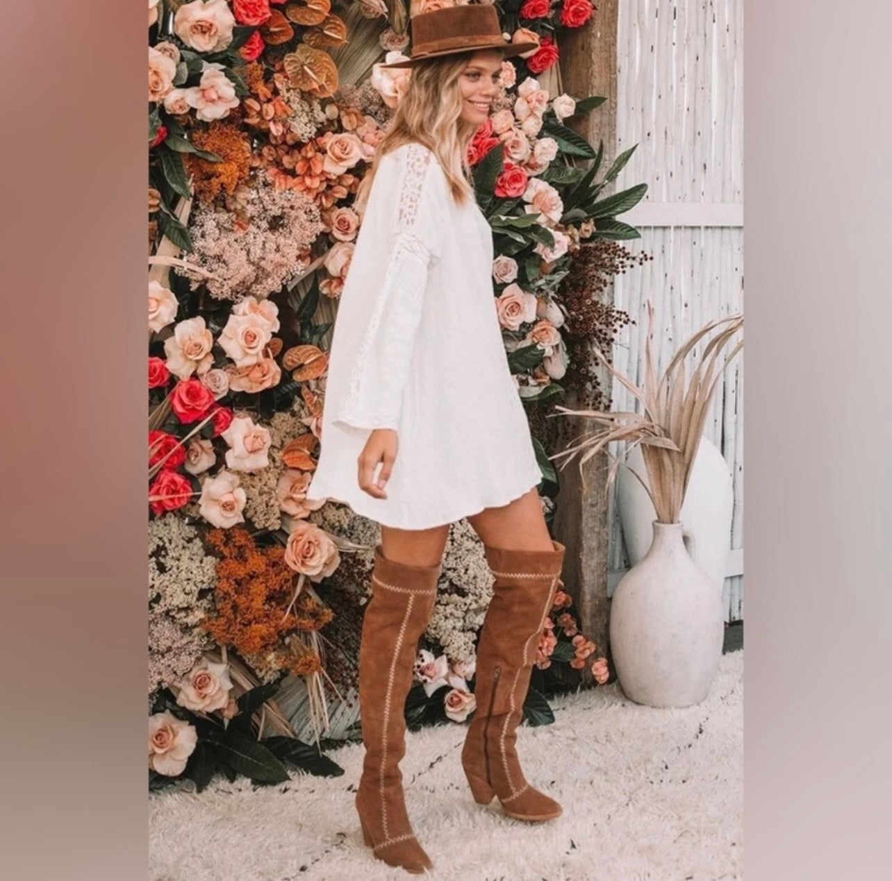 New Spell & The Gypsy Collective Cream Doe Eyed Mini Dress