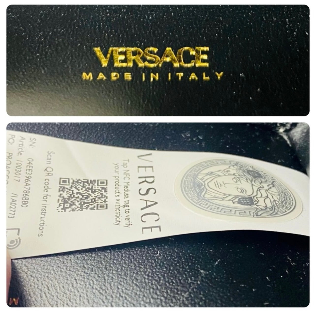 New Versace Genuine Iridescent Python & Leather Medusa Head Crossbody Bag