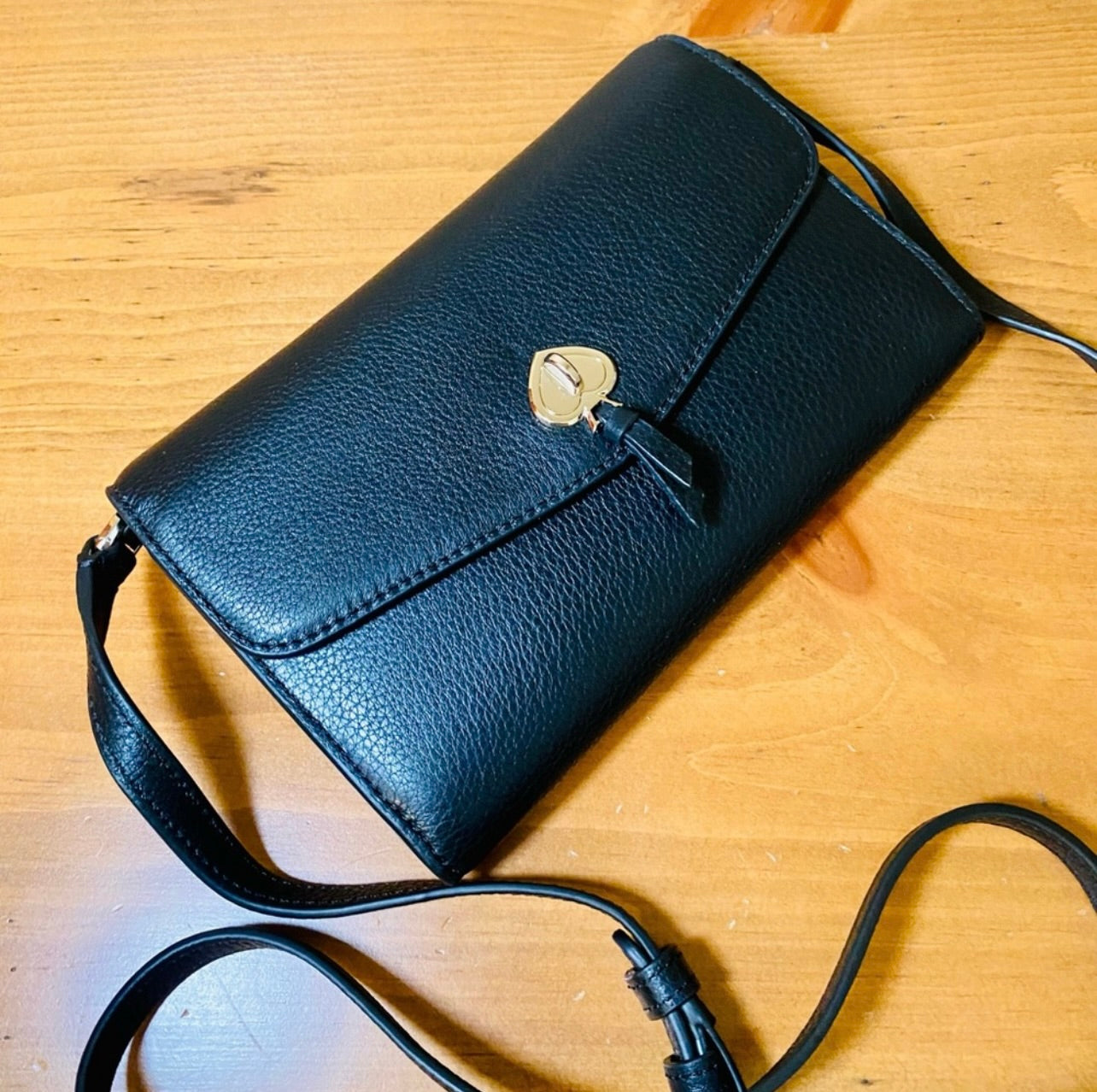 New Kate Spade Black Pebbled Leather Marti Crossbody
