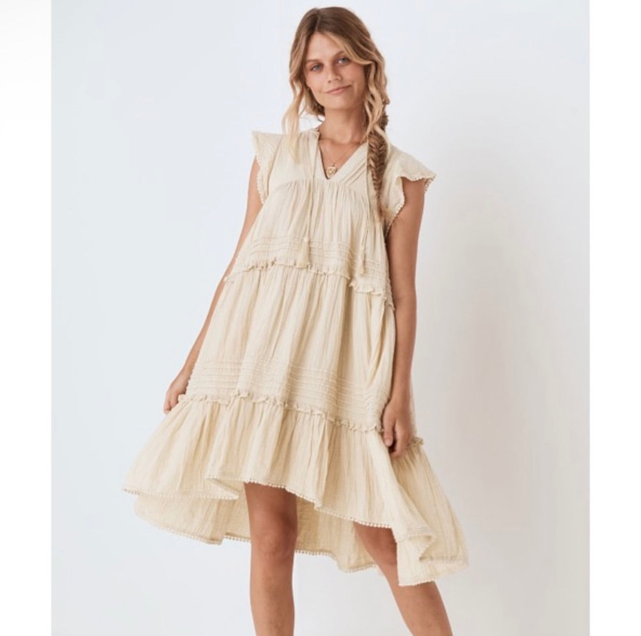 Spell & the Gypsy Collective Sand Beige Hanalei Midi Dress