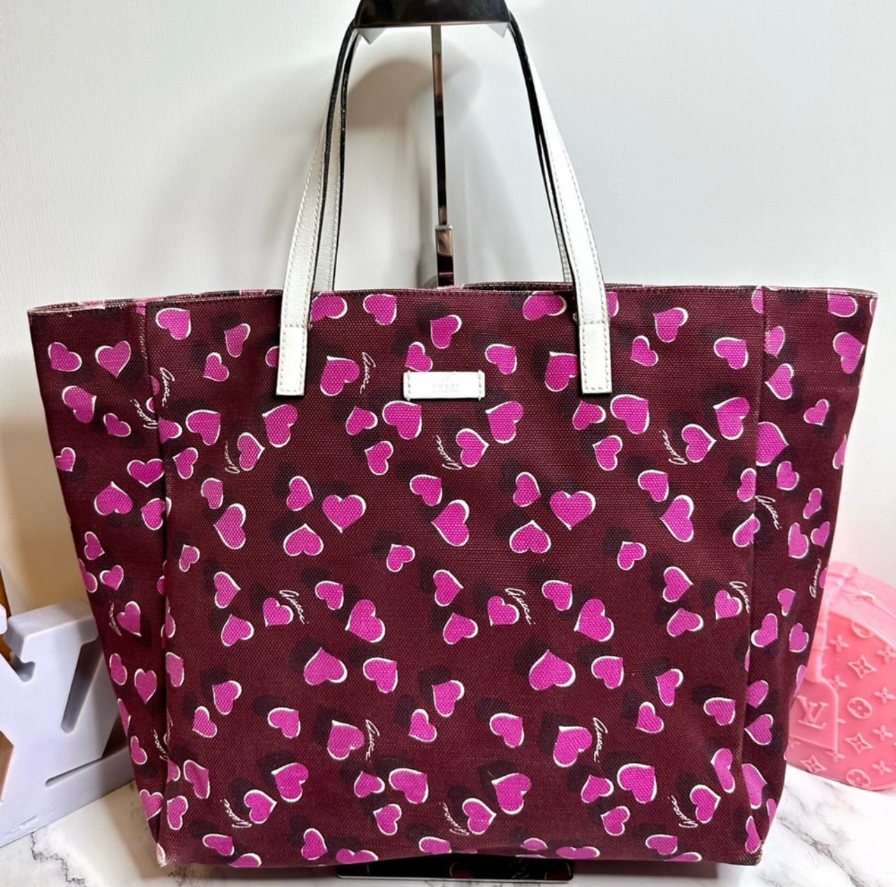 Limited Edition GUCCI Heartbeat Print Canvas Tote Bag