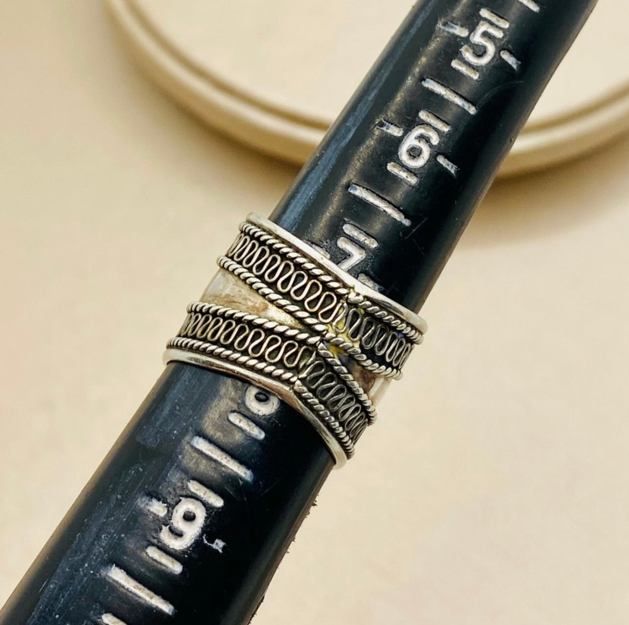 EUC Unisex 925 Sterling Silver Wide Bohemian Ring