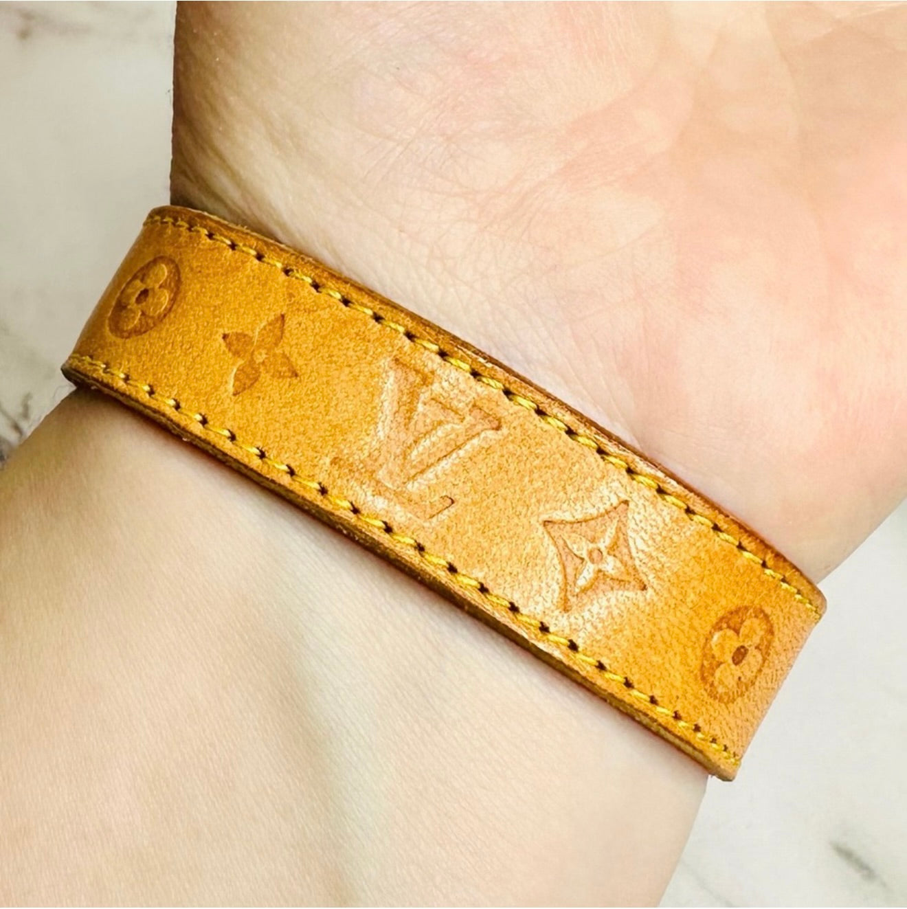 EUC Louis Vuitton Vachetta Leather Monogram Millennium Wish Bracelet