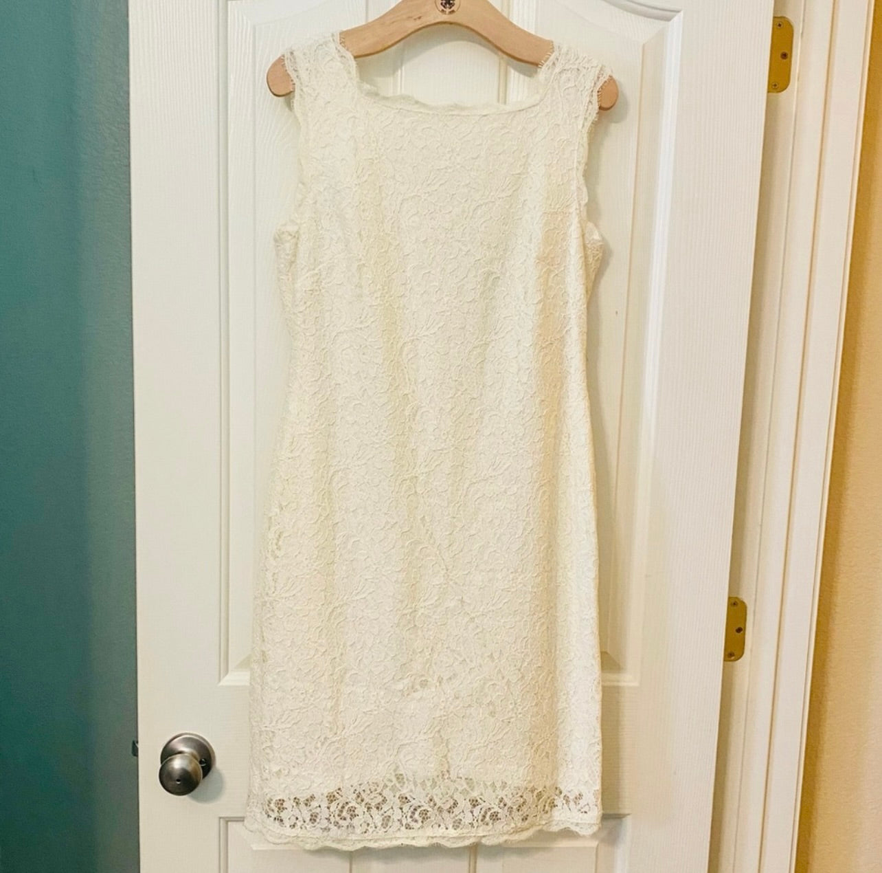 Cache Womens Ivory Floral Lace Sleeveless Sheath Dress