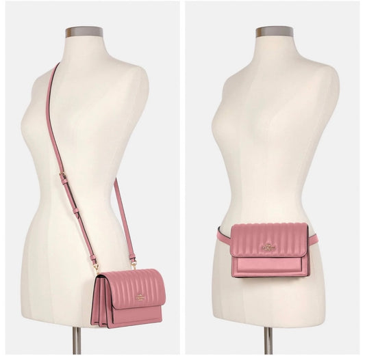 Coach Linear Quilted Pink Nappa Leather 2 Way Belt Bag Shoulder Bag
