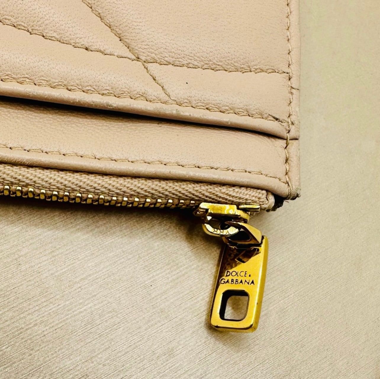 Dolce & Gabbana Quilted Powder Pink Calfskin Long Card Holder Wallet