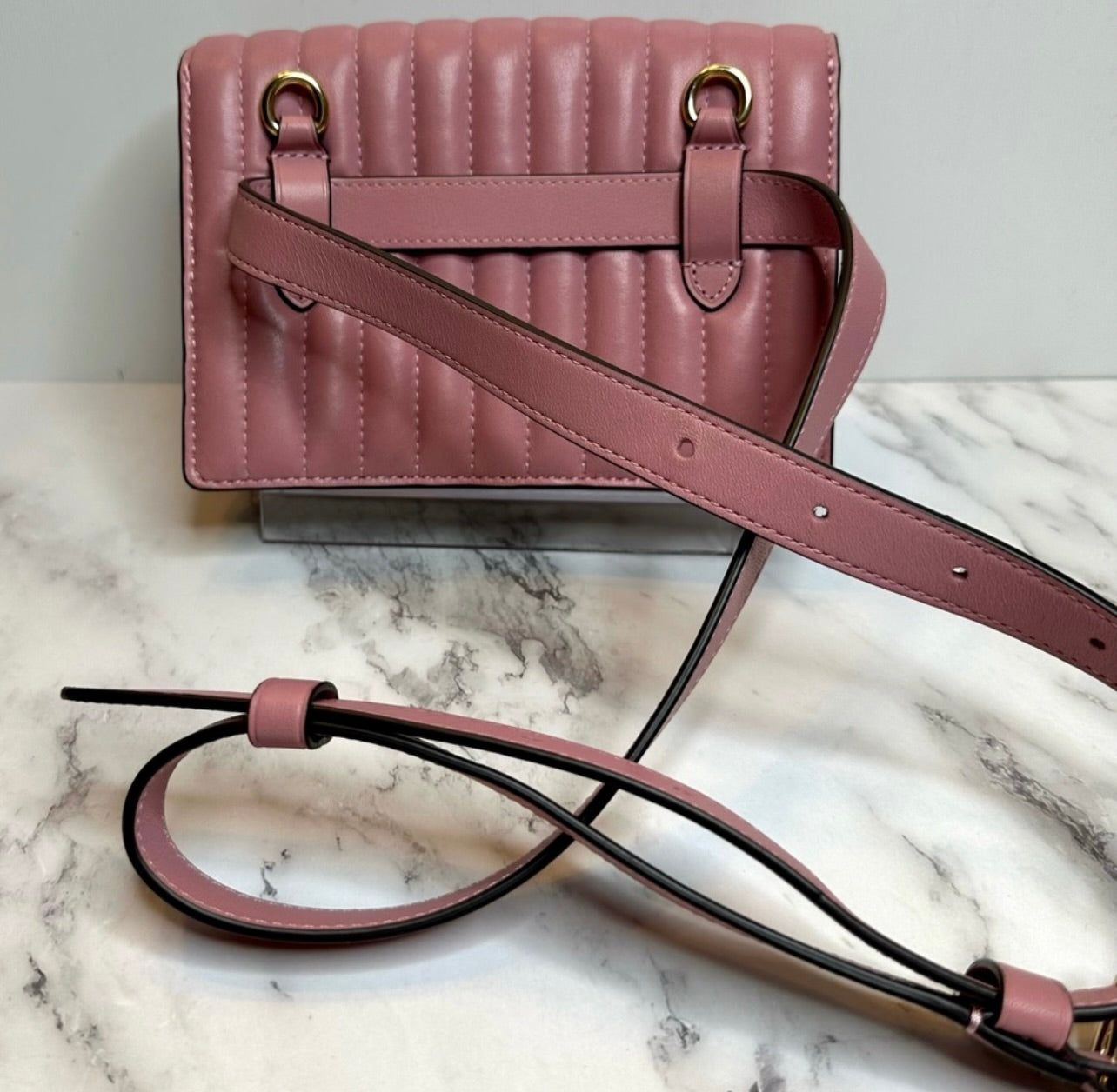 Coach Linear Quilted Pink Nappa Leather 2 Way Belt Bag Shoulder Bag