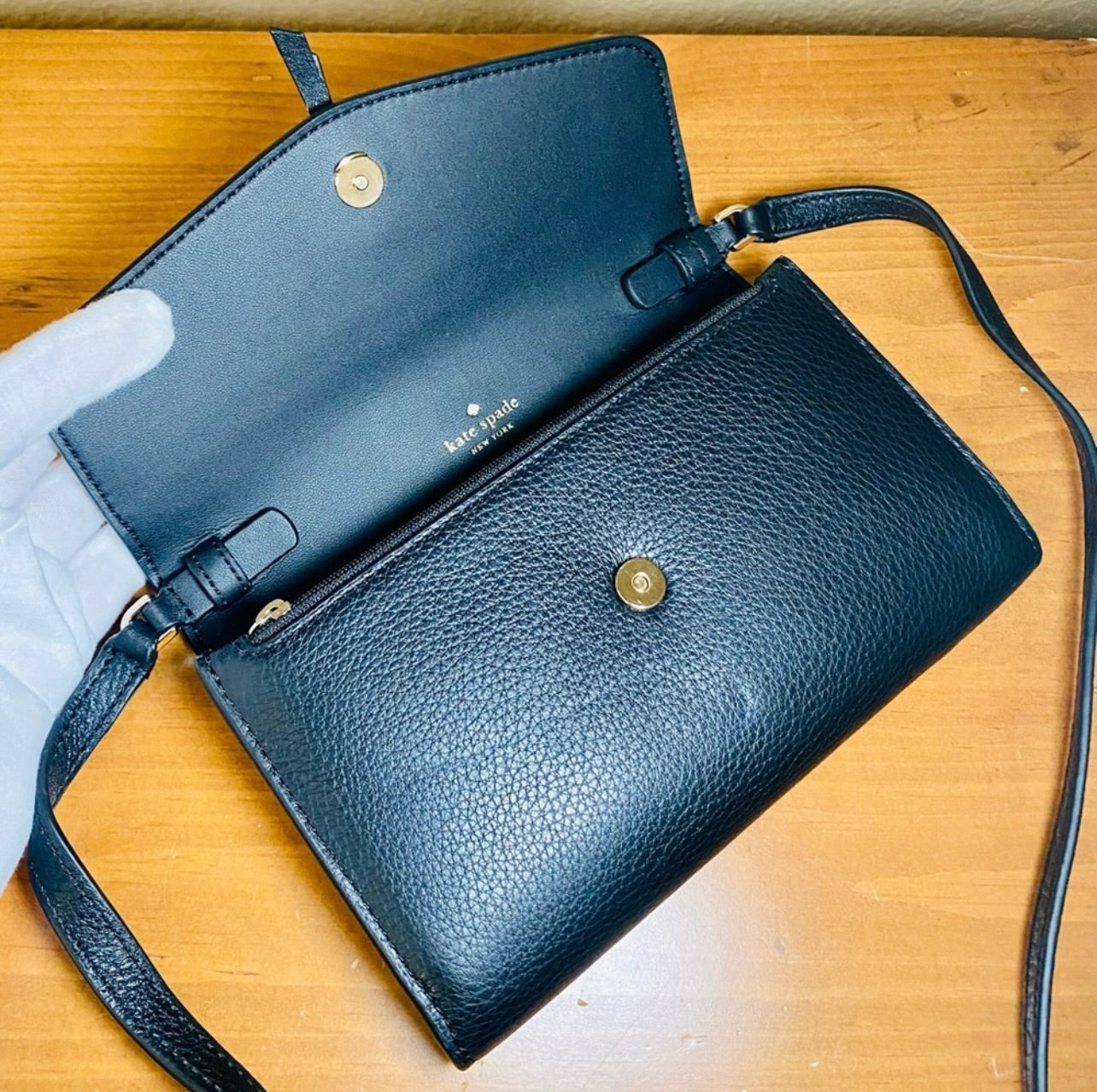 New Kate Spade Black Pebbled Leather Marti Crossbody